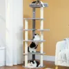 Spielzeughöhe 154 cm 6 -LEVELS CAT TREE -Eigentumswohnung für Innenschriftenkratzerposten für Katzenturm Sprungspielzeug großer oberer Barschgrau Beige