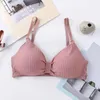 Bras full gängad tillbaka utan underwire hängslen Sexig underkläder liten bröst push-up triangel kopp bekväm justerbar