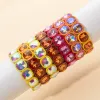 Bangle 2024 Ny design Vinterkristallpärlor armband Färgglada pärlor Elastiska armband för kvinnor handgjorda bohemiska glänsande smycken