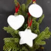 Anahtarlıklar süblimasyon, ağaç dekorasyonu için kırmızı ip ile kalp şeklinde beş sondajlı yıldız kolye Noel süsleri boşluklar