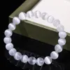 STRANDS JD NATUURLIJKE WIT SELENITE Steen Braad Bracelet Vrouwen