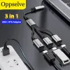 Hubs PD 60W Şarj Veri Kablosu Hub 3 In 1 Rıhtım 3 bağlantı noktası Macbook için Ayrıştırıcı Samsung Huawei Xiaomi USB C - Çift USB TypeC OTG Adaptör