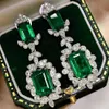 Dangle żyrandol Huitan luksus elegancki zielony sześcienne kolczyki z cyrkonią dla kobiet nowe przedmiot