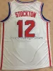 Basketball Men's 12 John Stockton Gonzaga Jersey de basket-ball brodé de couture