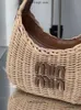 Mui mui Bag Designer Bag Beach Bag Brief Webes Handtasche Gras gewebtes Bag Strand Urlaub Frauenbeutel Mui Tasche Stricktasche 557