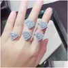 مجموعات المجوهرات 2021 CHOUCONG COCKTAIN SET 925 Sterling Sier fl t Princess Cut Topaz CZ Diamond Heart arring arring ring otfxf