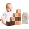 Conjuntos de 10 pcs Bloque de construcción de madera para bebés Material de madera orgánica natural Eco Friendly Montessor Toys Regalo de cumpleaños para niños
