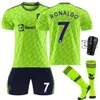 Ensembles / survêtements Men 2223 Red Devil Man L Game Game Fluorescent Green No.7 Ronaldo Shirt 21 Anthony 25 Sancho B Chaussettes