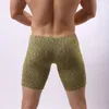 MUITAS PONTAS Long Boxers Roupa íntima Men fitness gelo seda calças curtas Bodysuit U Projeto convexo shorts masculinos de roupas esportivas casuais masculinas