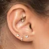 Örhängen hjälper 1 st 925 Sterling Silver 6mm Circle Piercing Hoops For Women CZ Zircon Bee Charm Daith Brosk Helix Tragus Hoop örhängen