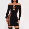 Nowy projektant Sexy Hollow Out Dress Woman Off Mini sukienki Summer Bodycon Siatka Przejrzyj przez sukienkę nocną noszenie hurtowe ubrania