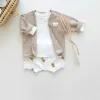 Mounds bébé automne hiver new Sun Protection Cardigan fille mignon Allmatch Bear Broidery Coat Boy confortable Coton Coton Cardigans