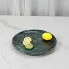 Dekorativa figurer Lätt lyxig naturlig marmor Green Stone Round Fruit Plate Table Top Storage Wedding Party Dessert Snack Tray