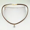Ожерелье -кожеловые ожерелья для женских ювелирных изделий для женщин Черный бархатный веревочный колье с подвесной кольцом Femme 2023