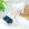 1 st Pet Apparel Dog Spring och Autumn Sticked Pleated Dress Princess Belt Pulling Rope Buckle For Small Medium Dogs 240411