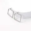 Pendientes Luxusteel Simple Geométrico Hoops de acero inoxidable para mujeres Pengas de metal de forma cuadrada grande y grande