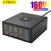 Hubs UTBvo 160W GAN USB Station de chargement 5port USB C Fast Charger Hub avec 15W Charge sans fil PD 65W USBC QC3.0 pour le téléphone portable du téléphone