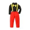 Kledingsets Peuter Baby Boys Outfits Lange mouw Bowtie Shirt Suspender Broek 2 stks Fall Winter Gentleman Deset set