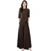 Work Dresses Women Long Culottes Suit Large Size Commute Top Trousers Set With Irregular Hem Blouse Wide Leg 2 Pcs/set For