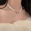 ネックレスsumeng韓国パールチェーンチョーカーネックレス磁気ハートペンダント女子2024年ファッションジュエリーブライダルエンゲージメントギフト