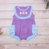 Endelar heta försäljning enstaka kläder för nyfödda flickor lila tre glass broderi jumpsuit söt blommig spädbarn rompers för 03t baby