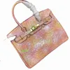 Sacos de couro de avestruz genuíno BK 7A Qualidade de qualidade Gloss Glost Gradiente Patterent Padriado Óleo Tingido Vaca Feminina Verdadeiramente luxuosa Um ombro Crossbody Have Logo HBM9WY