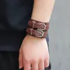 Brins letapi fashion double ceinture cuir en cuir amitié grand bracelet large pour les hommes bijoux punk vintage