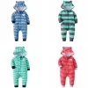 One-Pieces-Streifen-Baby-Jungen Langhülle Kapuze-Overall Neugeborene Mädchen Winterkleidung 2021 Neugeborenes Gesamtkostüm 624 m Baumwolle+Fleece Reißverschluss