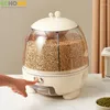 Storage Bottles 360° Rotatable Rice Dispenser Automatic Soybean Corn Coffee Beans Box Sealed Grain Bucket Kitchen Food