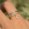 Группы Zakol Creative Water Drop Circon Finger Ring для женщин Регулируемые открытые обручальные кольца украшения