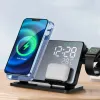 Laddare trådlös laddare 3 i 1 för iPhone 14/13 Pro Max Qi Fast Charging Stand med väckarklocka för Apple Watch 8/7 Charger Station