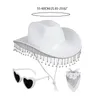 Bérets Westernstyle Cowboy Hat Coeur Fonds de soleil Lunettes de soleil Bridal Shower Cowgirl Costume Set Dropship