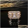 Rings New Arrival Luxury Jewelry 925 Sier Gold Fill Marquise Cut White Topaz Cz Diamond Party Women Bridal Ring For Birthday Drop Del Otmep