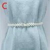 Waist Chain Belts Womens Pearl Waist Chain Korean Edition Water Diamond Pearl Decoration Belt Fashionable and Sweet Elegant Dress Elastic Belt