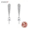 Studörhängen Cluci 3 Par Real Silver 925 Zircon Pearl Earring montering för kvinnor Bröllopssterling smycken lyx SE127SB