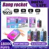 Original Bang rocket 18000 puff Disposable Vape Bang Box Kit Dual Mode Puffs 18K Rechargeable Mesh Coil E-cigarettes 0% 2% 3% 5% Vaper 18000 12 Flavors Puff Bang Box 18k