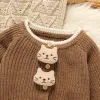 Schichten Patpat Schichten Pullover Baby Jungen Mädchen Kleidung 3d Katzendekor Longsleeve Button Up Strick -Strickjacke Winterjacke für Kinder