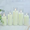 Dia.5.3cm Remote controlled Mini Flameless Glass Candles 3D wick LED Light Flickering USB Rechargeable Pillar Candle Party Decor 240417