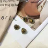 Studörhängen Elegant Retro Tiger Eye Stone Trendy Electroplate Heart Jewelry Gift Simple