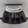 Skirts Spring Summer Drawstring Elastic Waist Skirt Women's High Slimming A-Line Short Y2k Casual Streetwear Jupe K084