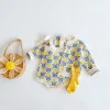 One-Pieces 2022 Spring Baby Cost vêtements Baby Sweater Flower Flearry Baby Girl Tricoted Cardigan + Raiper Frawling Suit Twopiece