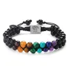 STRANDS 7 Chakra's Leven Boom Dubbele laag Gevlochten natuurlijke kristal agaat Bead Bracelet