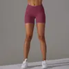 yoga sport gebreide ademende vaste kleur kruis taille perzik kont yoga shorts running fitness driekwart broek voor vrouwen