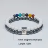 Strängar 2022 6mm Magnetic Energy Stone Viktminskningsarmband Män Kvinnor Reiki Healing Spiritual Jewelry 7 Chakra Armband för kvinnor