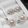 Real White Black Freshwater Natural Pearl Set Womenwedding 925 Sterling Silver Necklace Earring Set Smycken Jubileumsgåva 240419