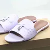 High quality flat LP leather ostrich texture women's slippers Summer outdoor casual fashion line shoes Beach holiday peep-toe sheepskin beach sandals