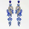 Dangle Kronleuchter dunkle Blue Serie Langer Dangle -Drop -Ohrringe für Frauen 2024 Trend Luxusblüte Geometrische Acrylkristall -Vintage Charme Schmuck D240323