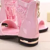 3 5 9 10 12 Years Kids Bow Sandals Children Girls Summer Cute Sandals Beach Princess Fashion High Heels Tassel School Shoes 240411