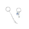 Peloton de lustre en lustre ciaxy argent asymétrique boucles d'oreilles en plumes de lune de lune pour la personnalité des femmes