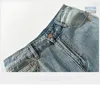 Mäns jeans vintage tvättat ljusblått för män våren höst dagligen kausal baggy bomullsmal